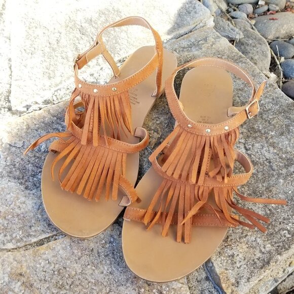 H&M Boho Fringe Studded Flat Sandals Size 7 - Picture 7 of 7